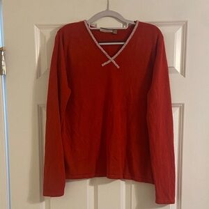 🧡 Women’s ‘Croft & Barrow’ pearl trimmed knit sweater top